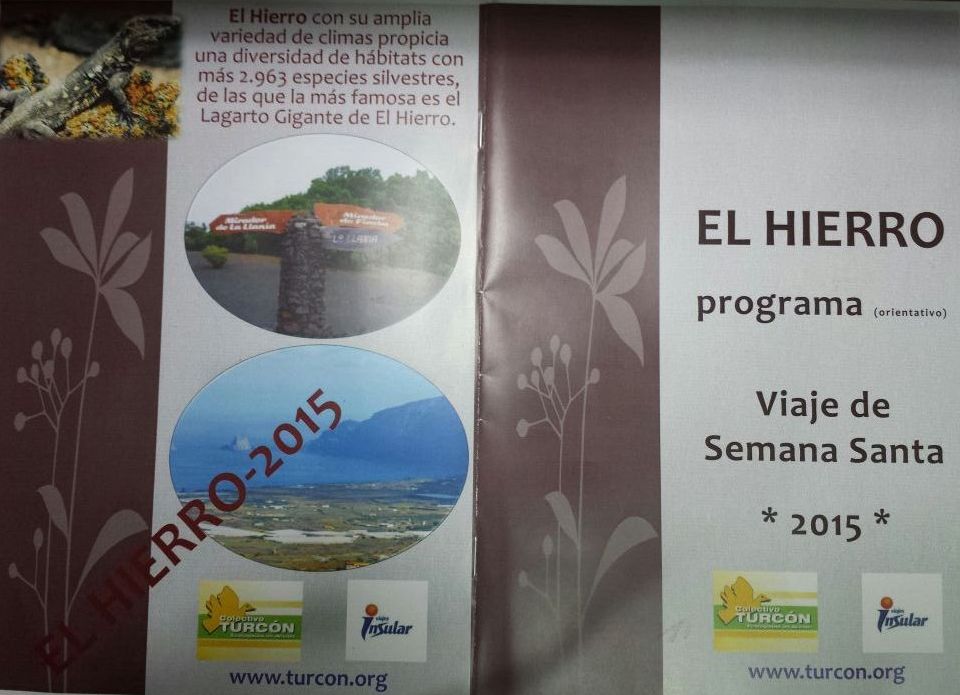 Cabecera del programa de actividades para viaje Isla de El Hierro