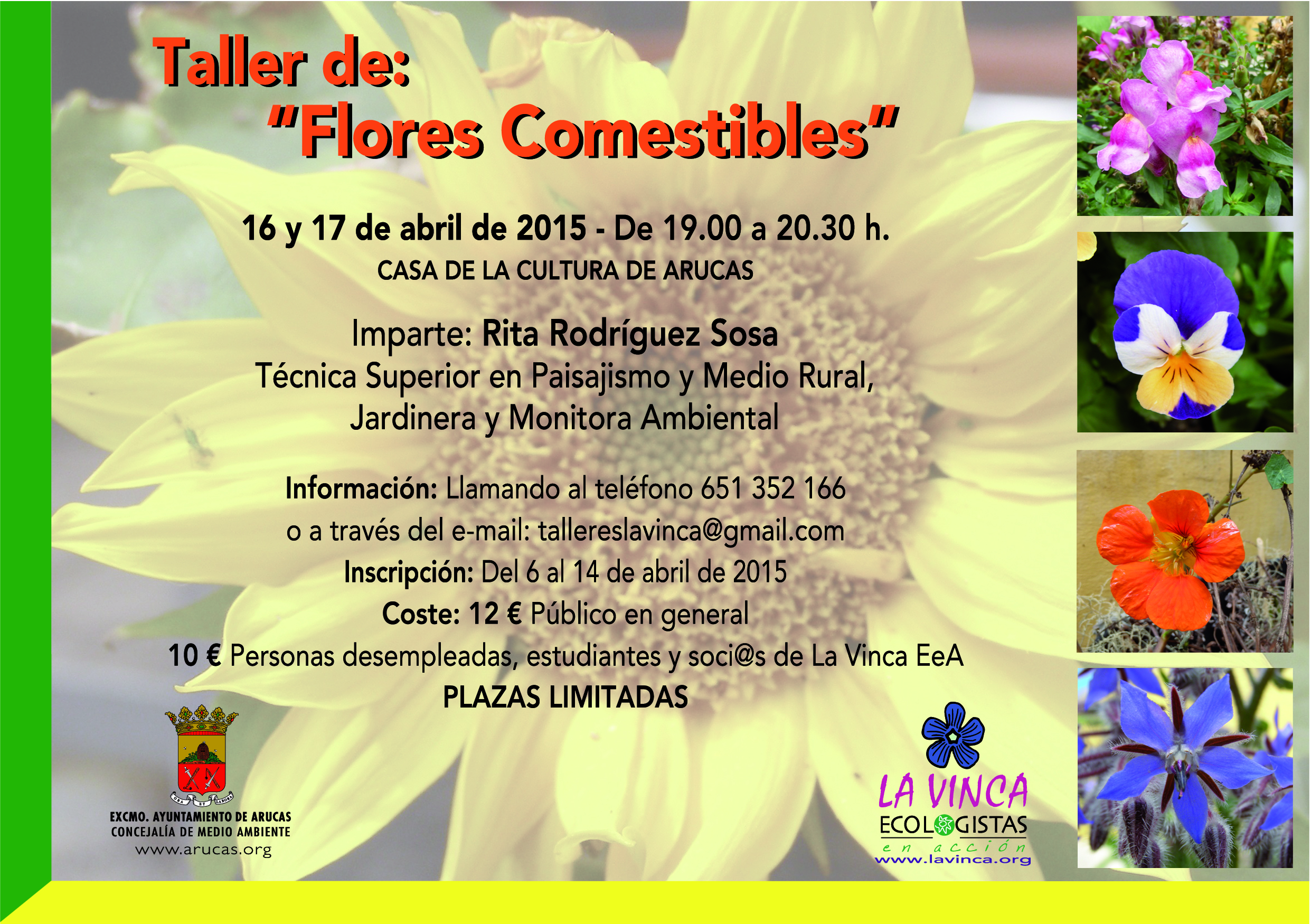Cartel informativo del Taller de Flores Comestibles