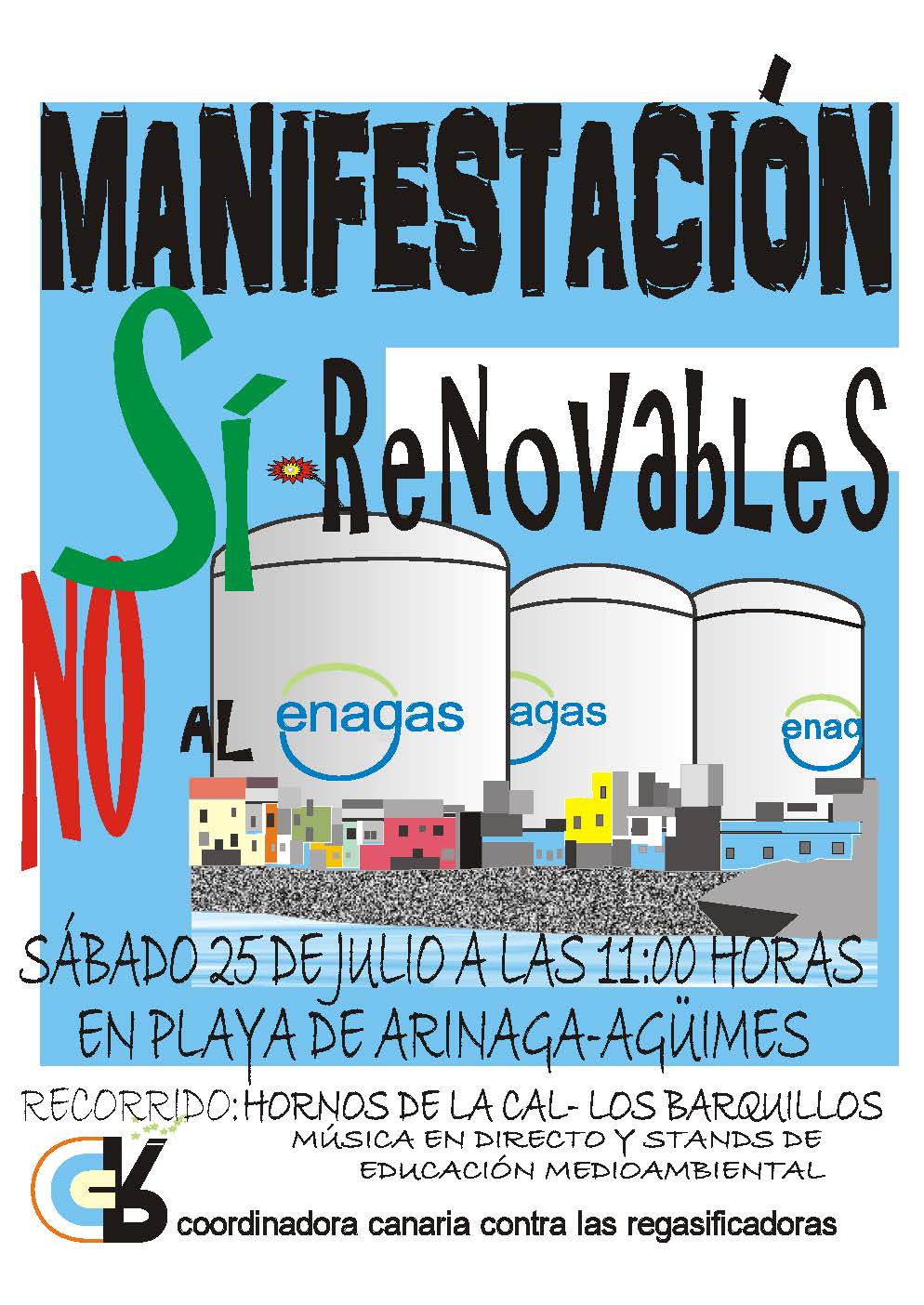 Cartel de la convocatoria de manifestación contra la regasificadora